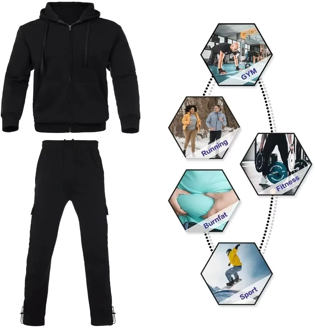 Men's Tracksuit Sets Outfit Activewear Full Zip Fleece Hoodie Jacket Cargo Sweatpant 2 Piece Casual Sweatsuit