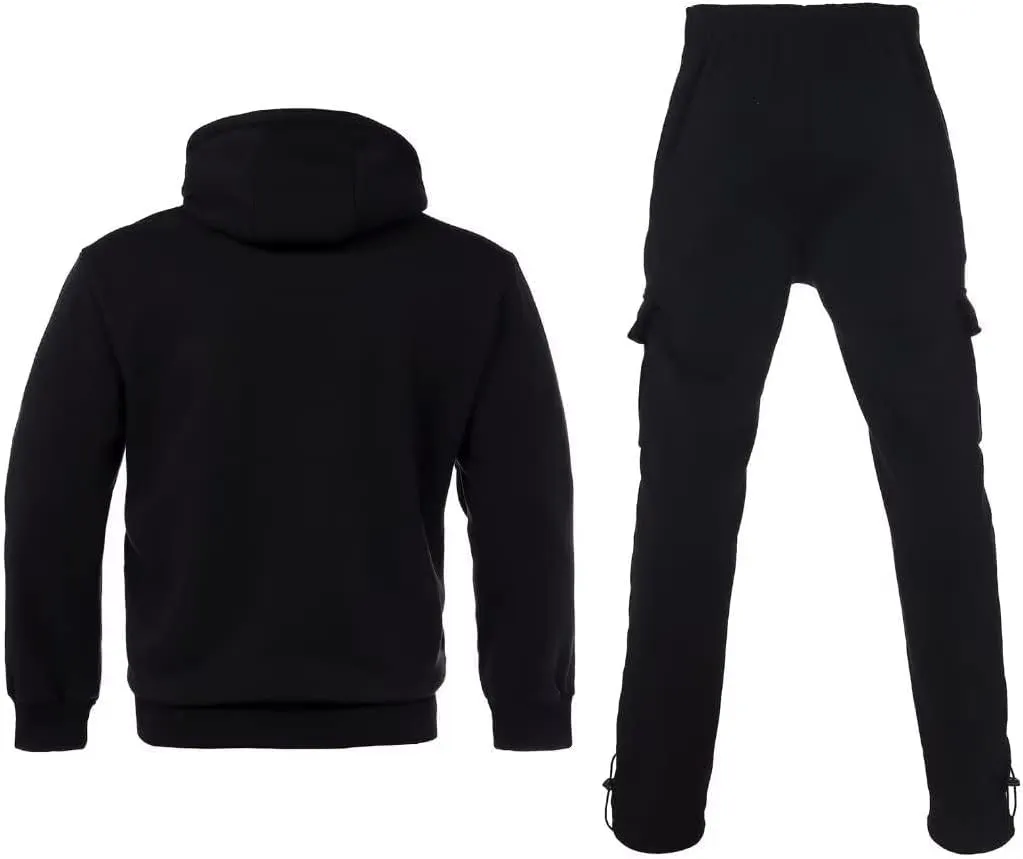 Men's Tracksuit Sets Outfit Activewear Full Zip Fleece Hoodie Jacket Cargo Sweatpant 2 Piece Casual Sweatsuit