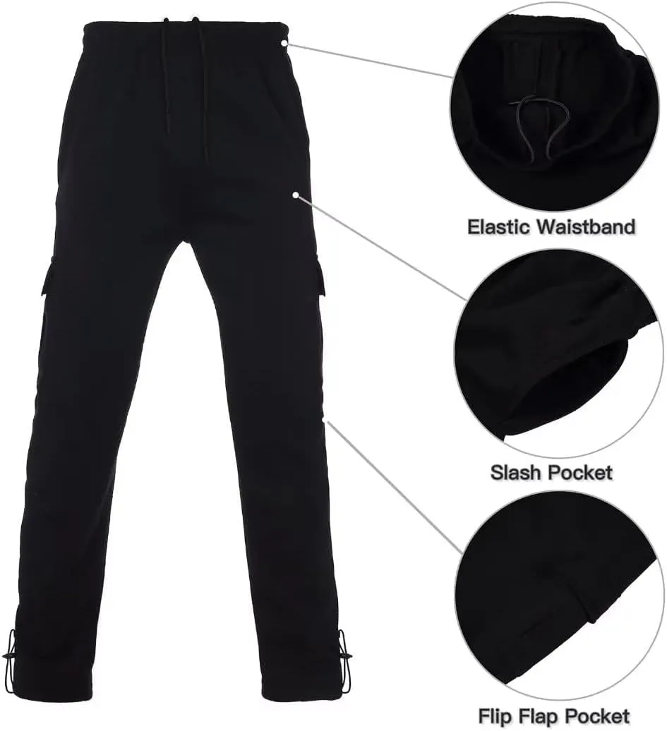 Men's Tracksuit Sets Outfit Activewear Full Zip Fleece Hoodie Jacket Cargo Sweatpant 2 Piece Casual Sweatsuit