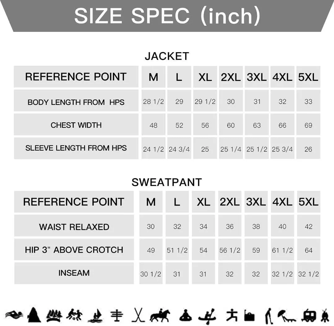 Men's Tracksuit Sets Outfit Activewear Full Zip Fleece Hoodie Jacket Cargo Sweatpant 2 Piece Casual Sweatsuit