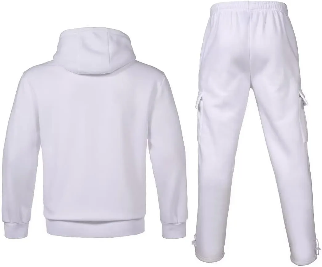 Men's Tracksuit Sets Outfit Activewear Full Zip Fleece Hoodie Jacket Cargo Sweatpant 2 Piece Casual Sweatsuit