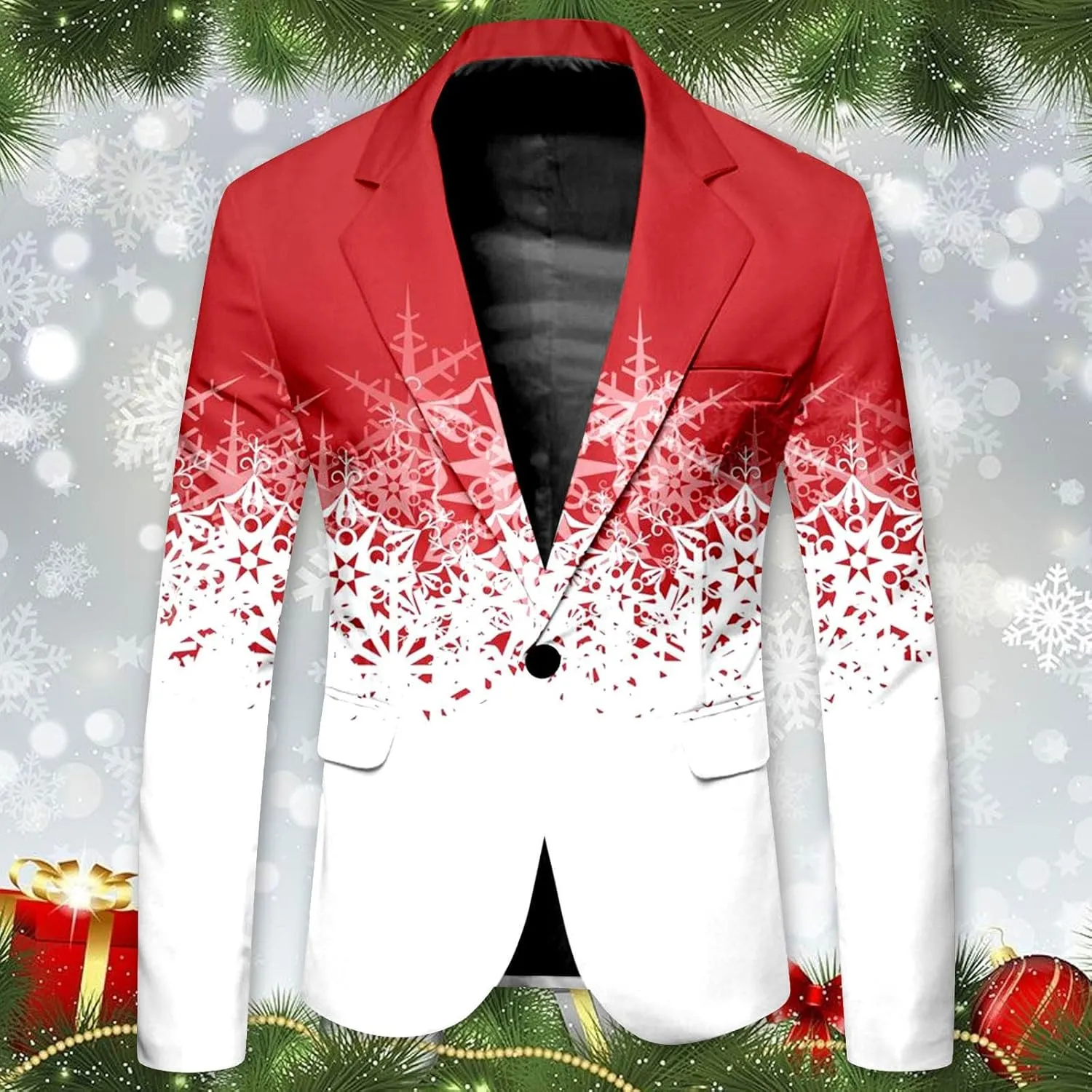 Mens Ugly Christmas Blazer Coats Lapel Party Jacket Xmas Tuxedo Jacket for Prom Wedding