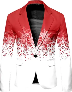 Mens Ugly Christmas Blazer Coats Lapel Party Jacket Xmas Tuxedo Jacket for Prom Wedding