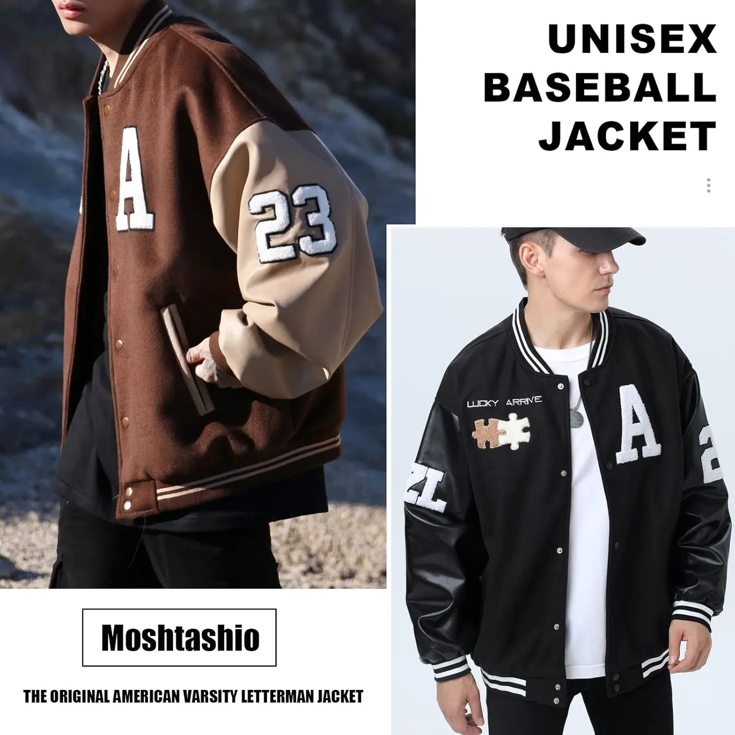 Mens Varsity College Jacket Baseball Bomber Jacket Vintage Sweatshirt Casual Unisex Streetwear Coats with Patch