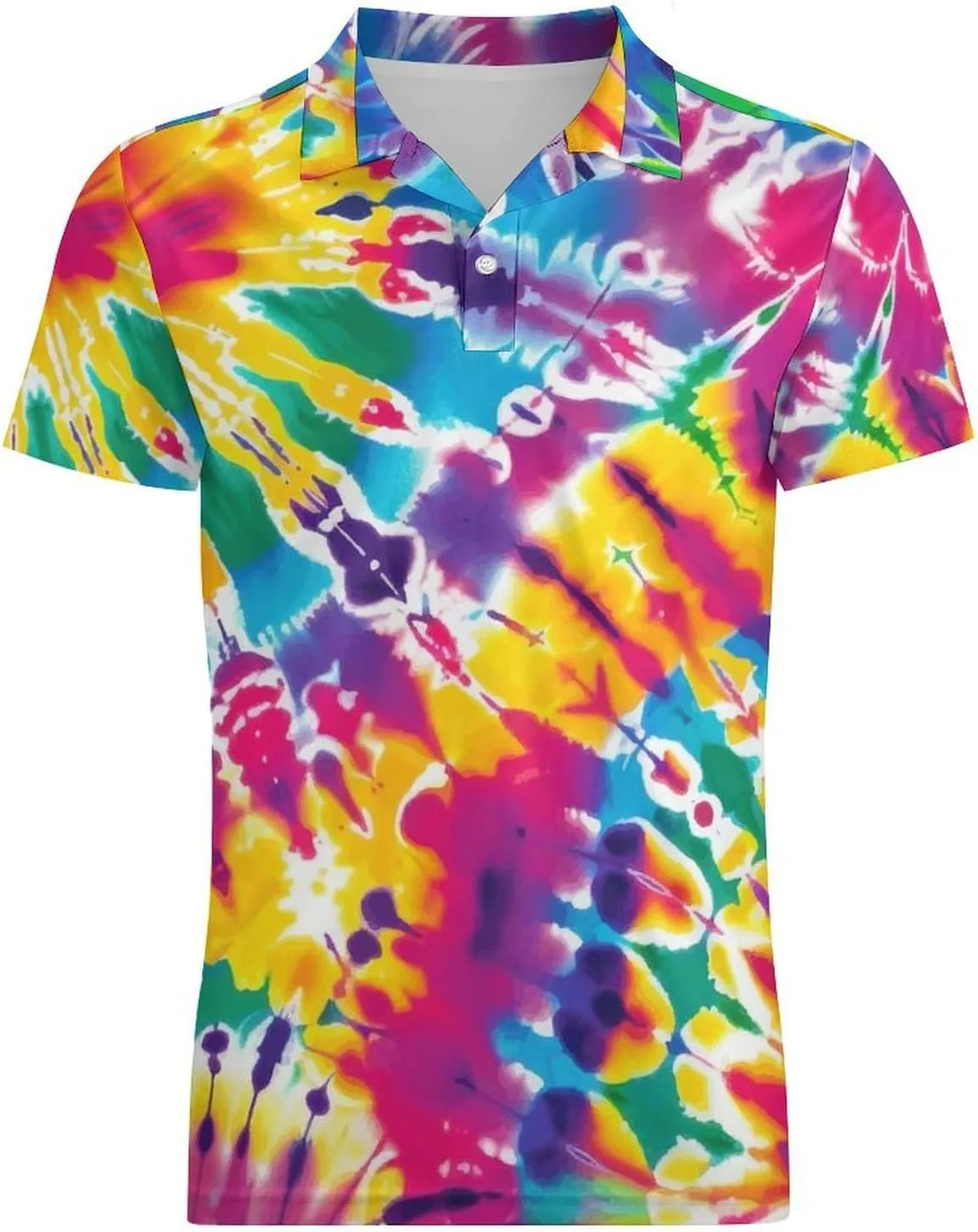 Men's Watercolor Tie Dye Polo Shirts Short Sleeve Cool Golf Shirt Quick-Dry Activewear Polos