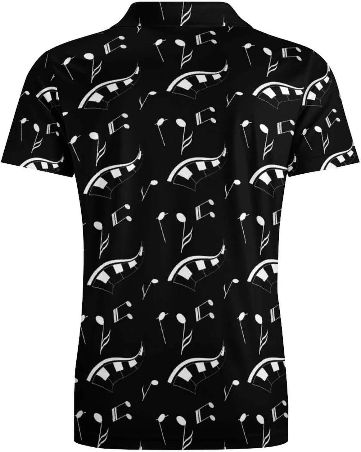 Men's White Note Polo Shirts Short Sleeve Cool Golf Shirt Quick-Dry Activewear Polos