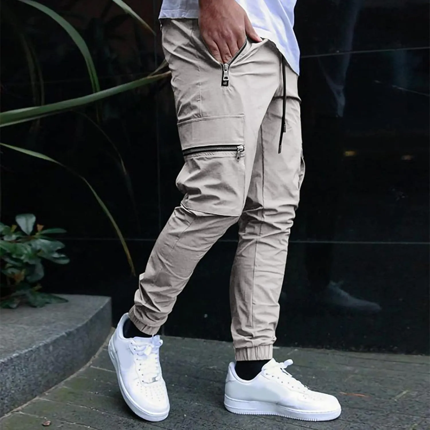 Men's Wide Leg Flare Sweatpants Slim Fit Stretch Pants for Men Skinny Fit Black Slacks Men Men's Sports Track Pants