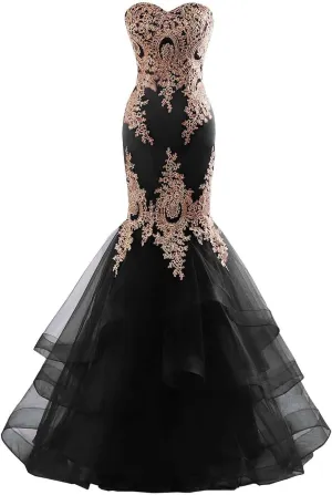 Mermaid Tulle Prom Dresses for Women 2025 Long Lace Appliques Sweetheart Formal Dress Wedding Evening Party Gowns