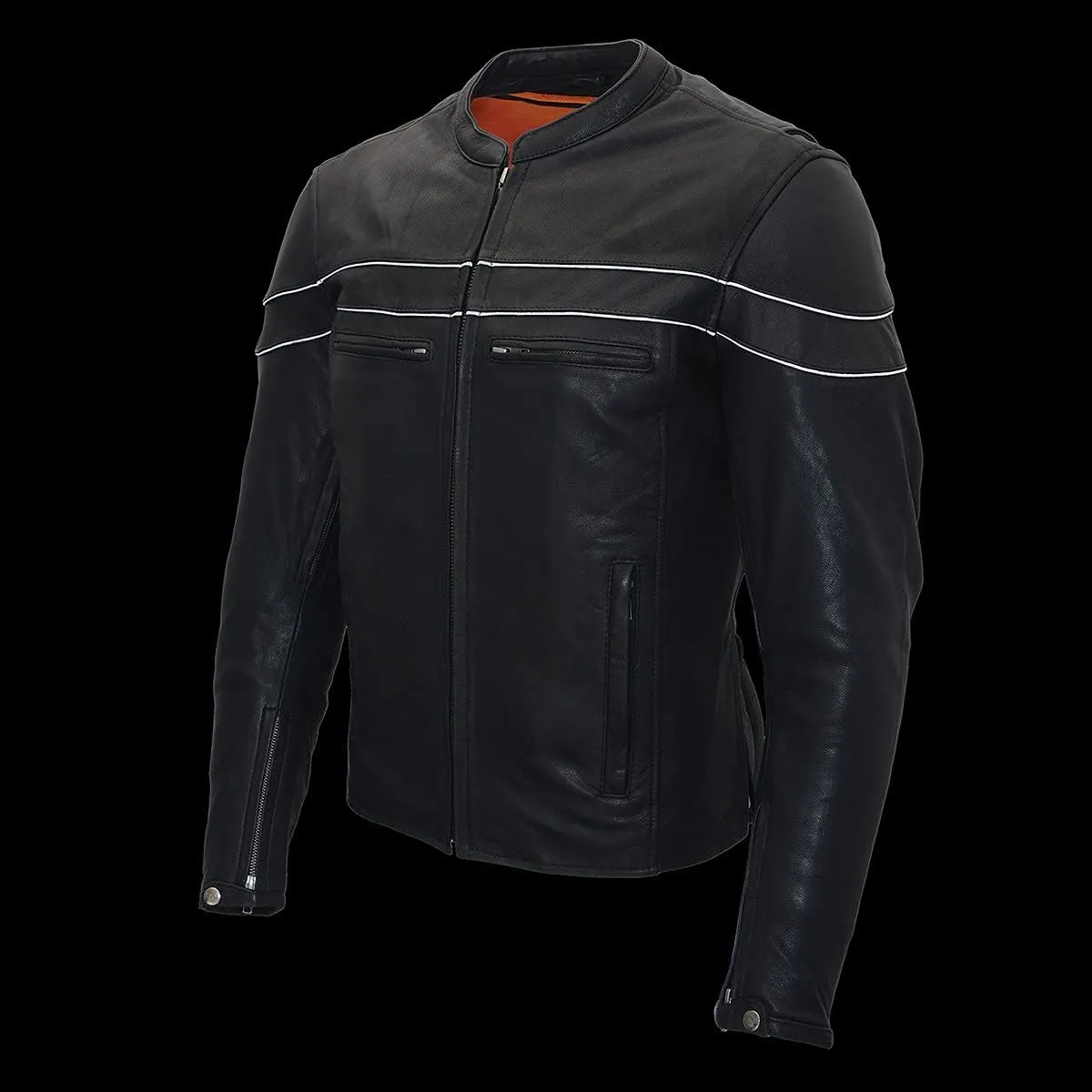 Milwaukee Leather Men's Premium Leather Vented Motorcycle Scooter Jacket w/Removable Liner | MLMXX - 2X-Large