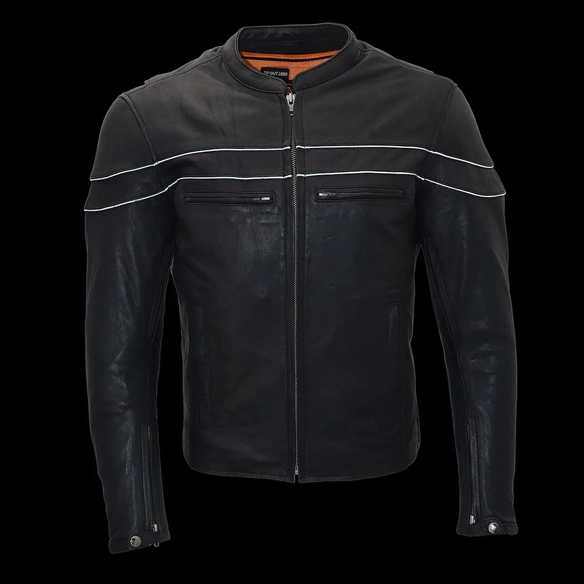 Milwaukee Leather Men's Premium Leather Vented Motorcycle Scooter Jacket w/Removable Liner | MLMXX - 2X-Large