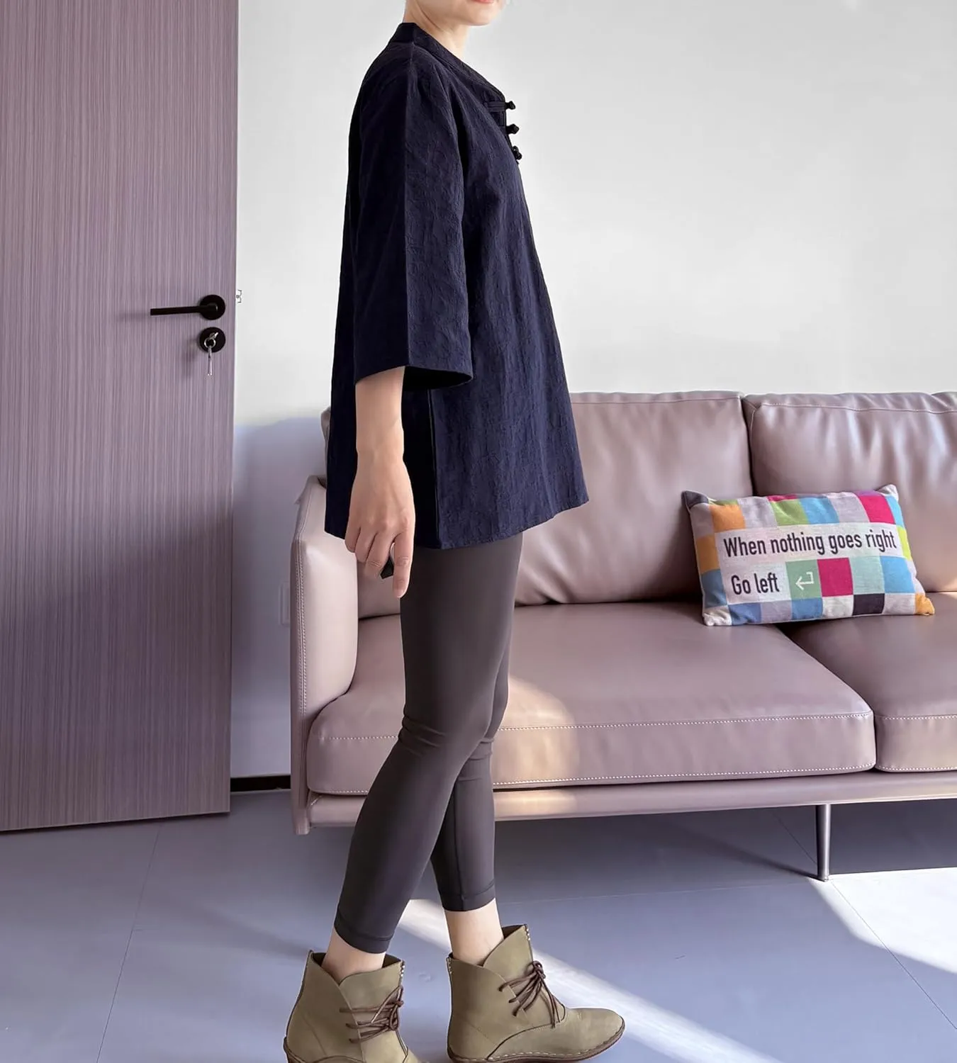 Minibee Women's 3/4 Length Sleeve Tops Cotton Linen Shirts Casual Blouse Summer Tops for Women