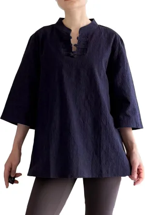 Minibee Women's 3/4 Length Sleeve Tops Cotton Linen Shirts Casual Blouse Summer Tops for Women
