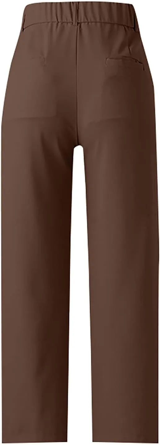 Mmoneyake Wide Leg Pants for Women High Waist Straight Drape Casual Business Dress Pants Work Office Trousers with Pockets