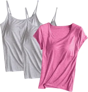 Modal Tanks for Women 3 Pc Crewneck Soft Smooth Tank Tops Undershirts Fashion Solid Color Classic Comfy Shirt