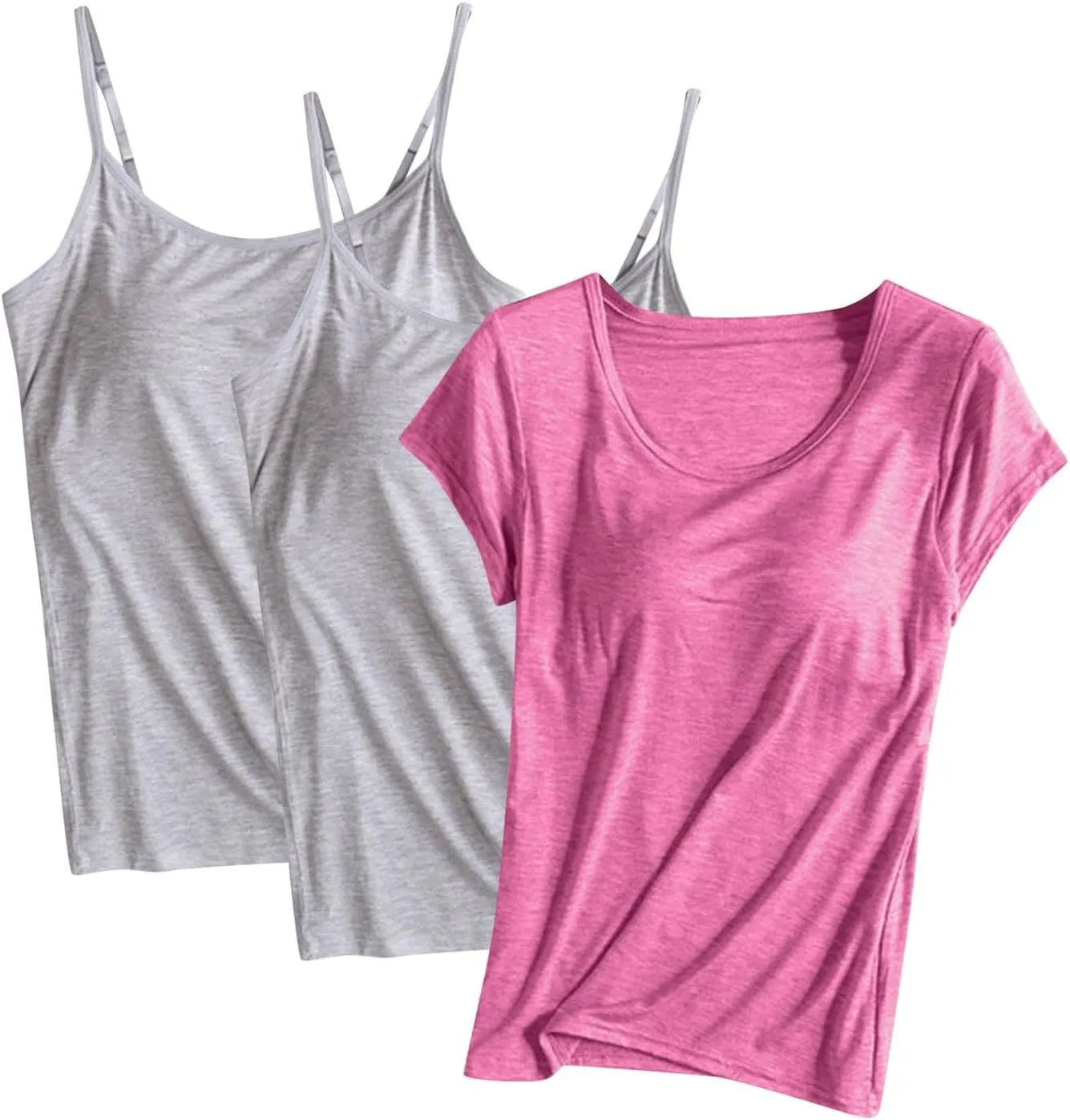 Modal Tanks for Women 3 Pc Crewneck Soft Smooth Tank Tops Undershirts Fashion Solid Color Classic Comfy Shirt