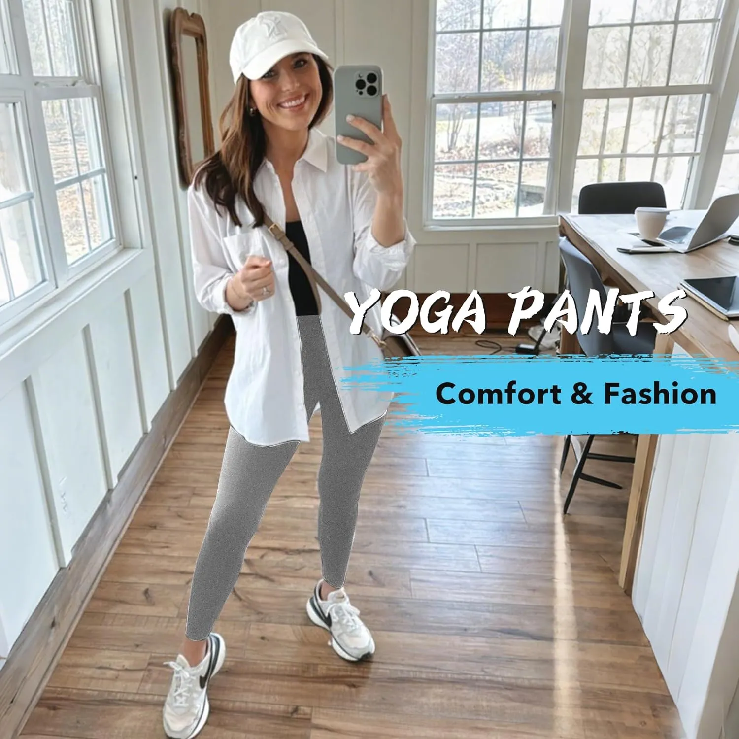 MOREFEEL Leggings with Pockets for Women, High Waisted Tummy Control Workout Hip Lift Yoga Pants Activewear