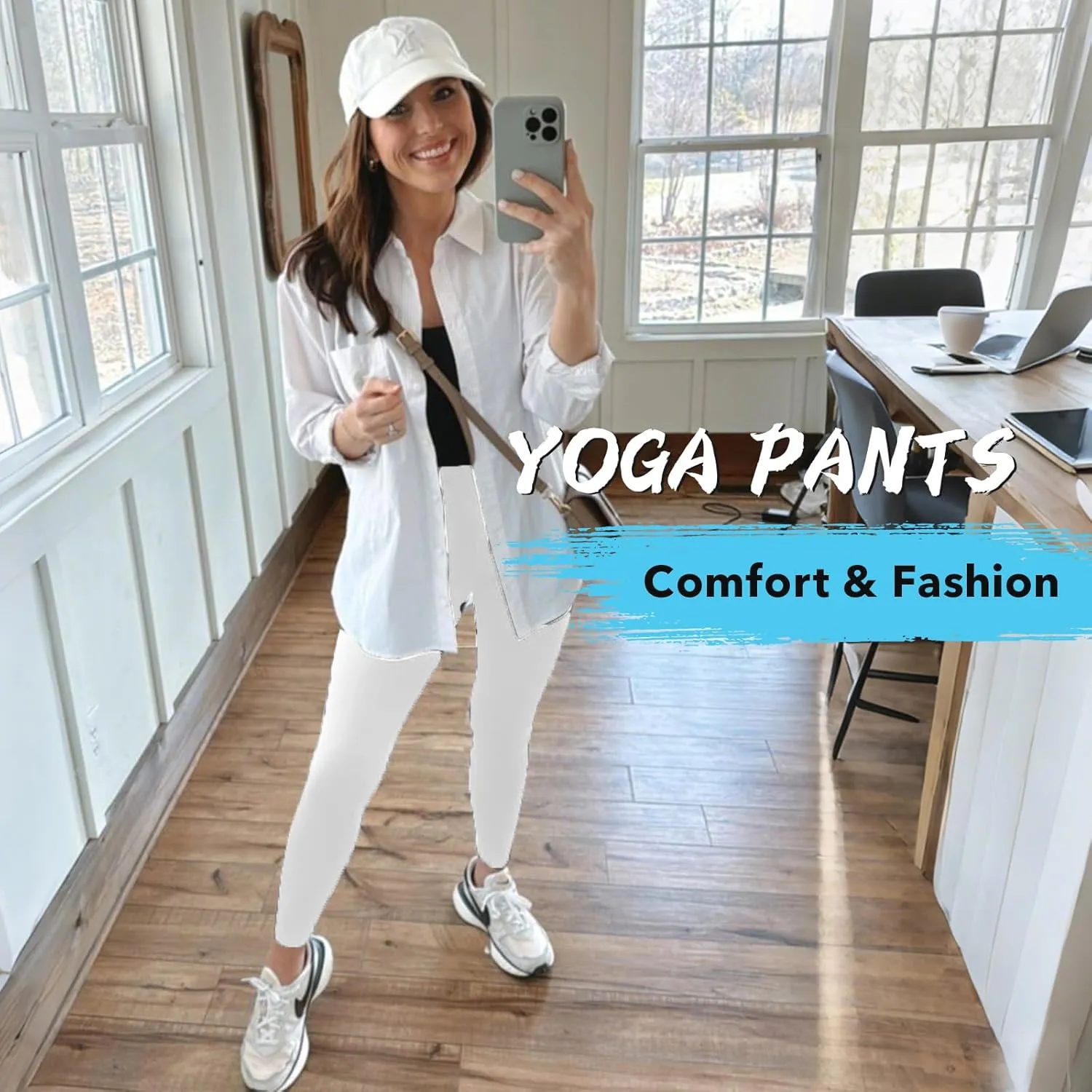 MOREFEEL Leggings with Pockets for Women, High Waisted Tummy Control Workout Hip Lift Yoga Pants Activewear