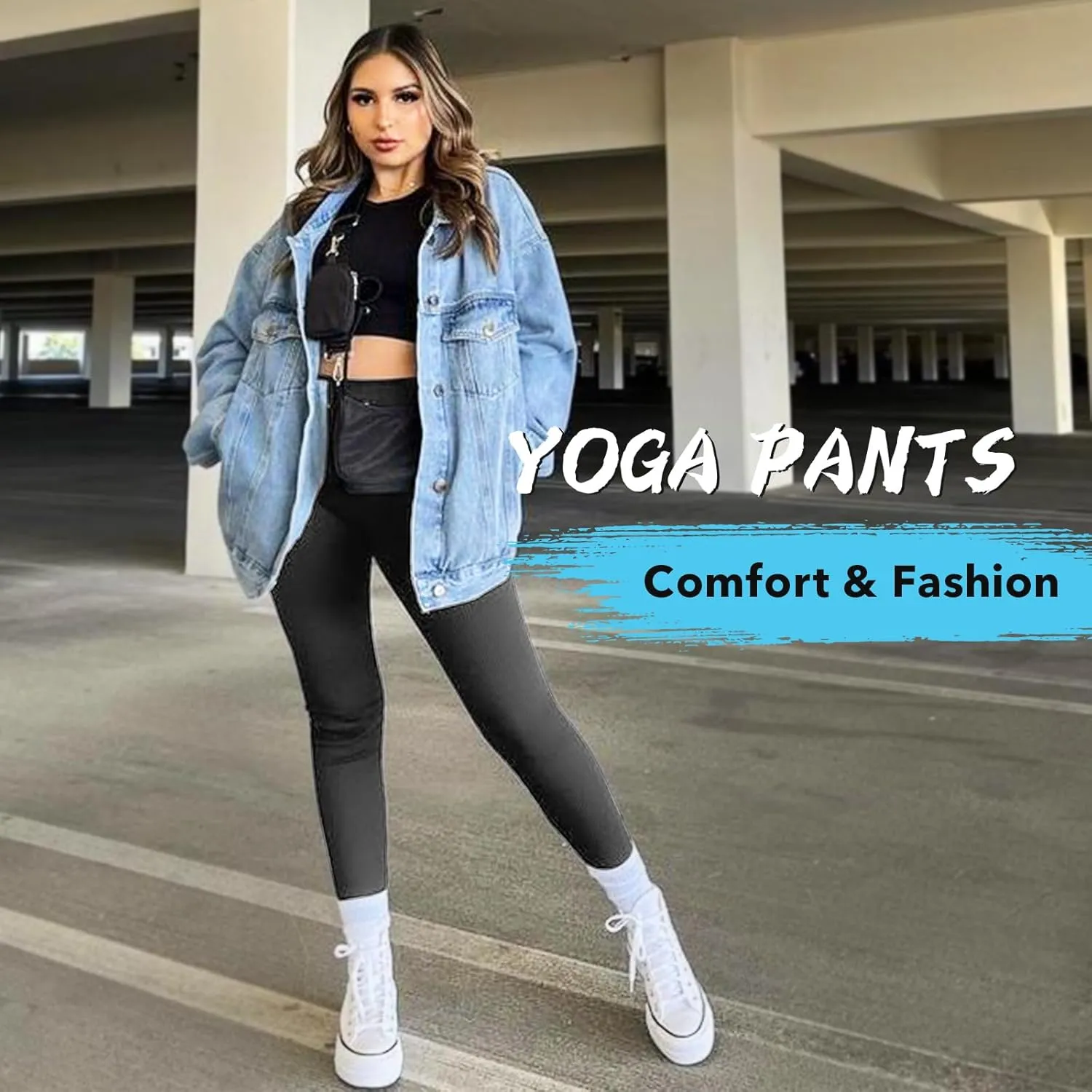 MOREFEEL Leggings with Pockets for Women, High Waisted Tummy Control Workout Hip Lift Yoga Pants Activewear