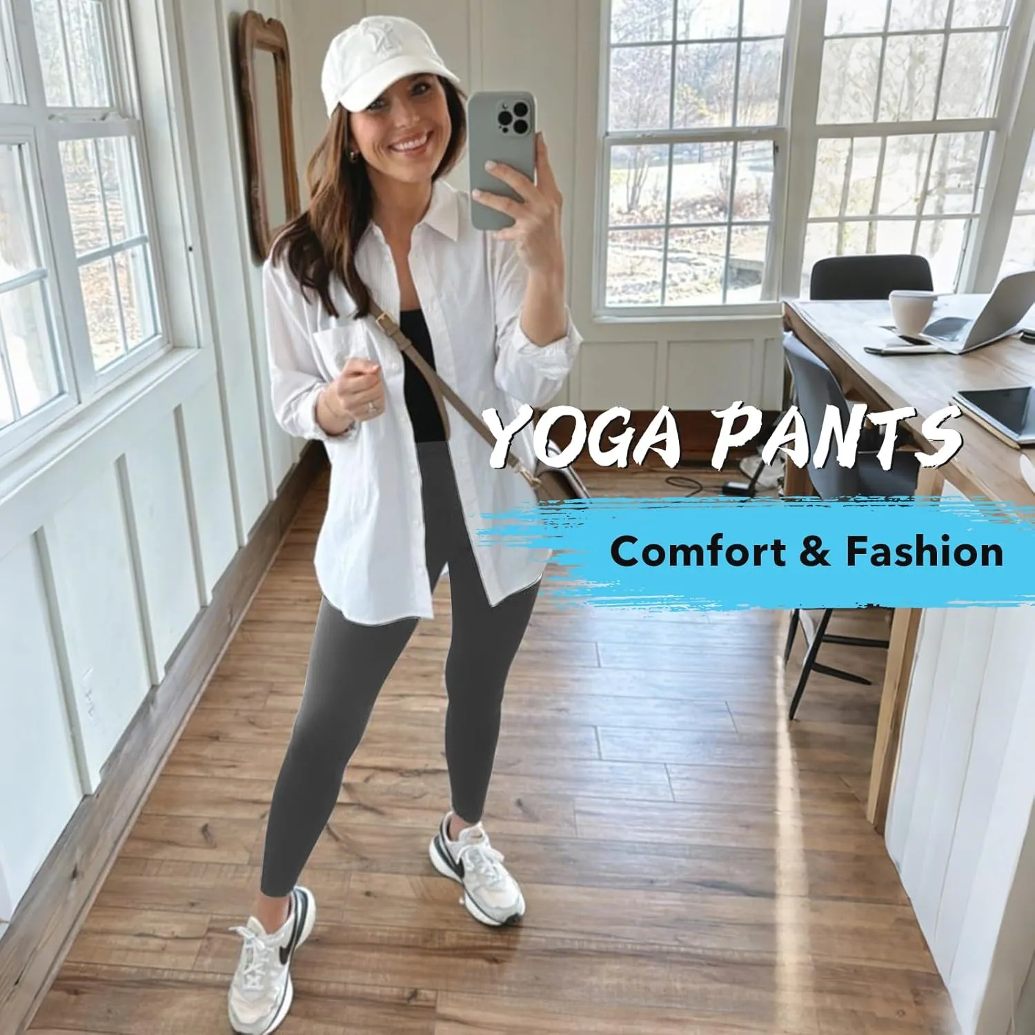 MOREFEEL Leggings with Pockets for Women, High Waisted Tummy Control Workout Hip Lift Yoga Pants Activewear