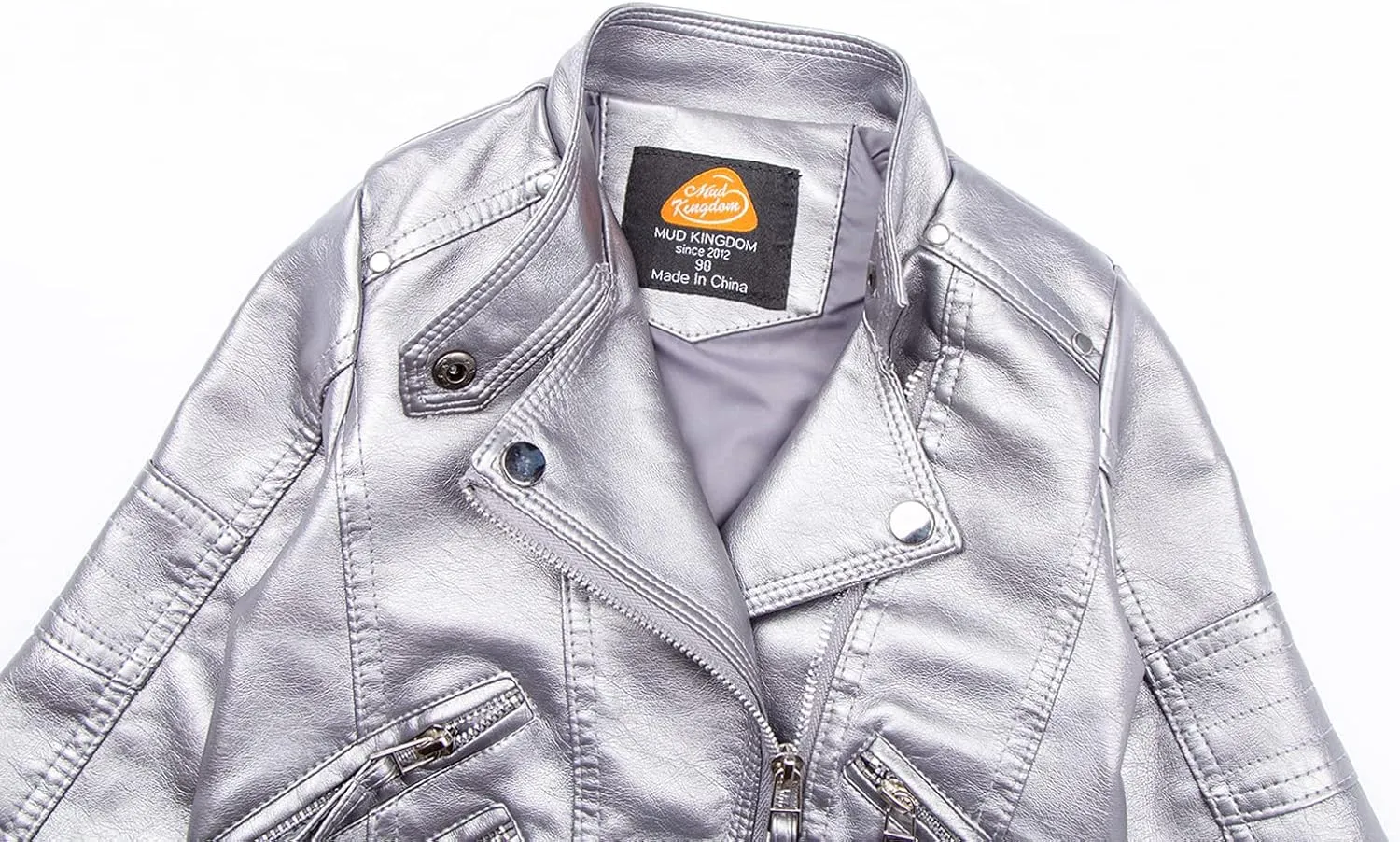 Mud Kingdom Little Boys Girls Motorcycle Jacket Collared Faux Leather