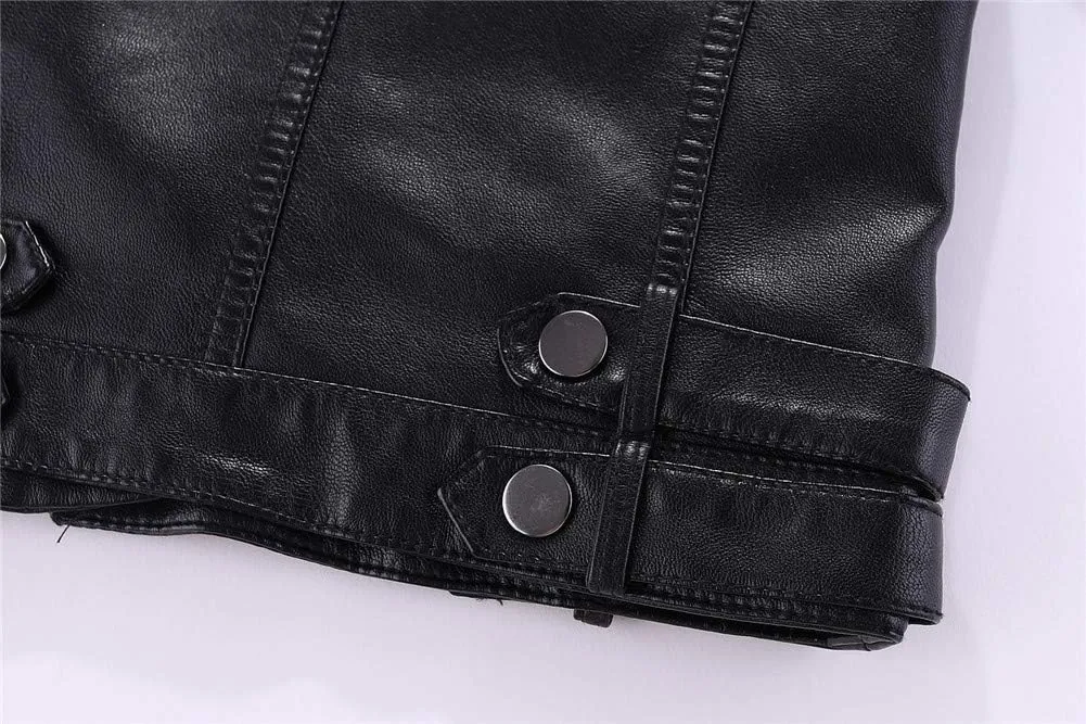 Mud Kingdom Little Boys Girls Motorcycle Jacket Collared Faux Leather