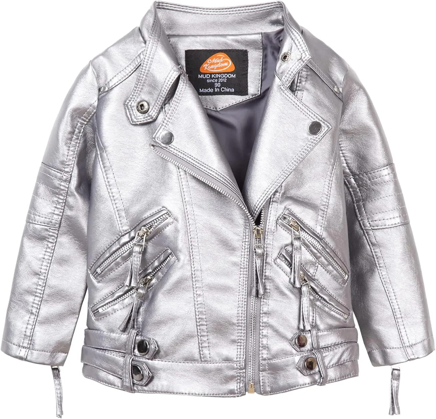 Mud Kingdom Little Boys Girls Motorcycle Jacket Collared Faux Leather