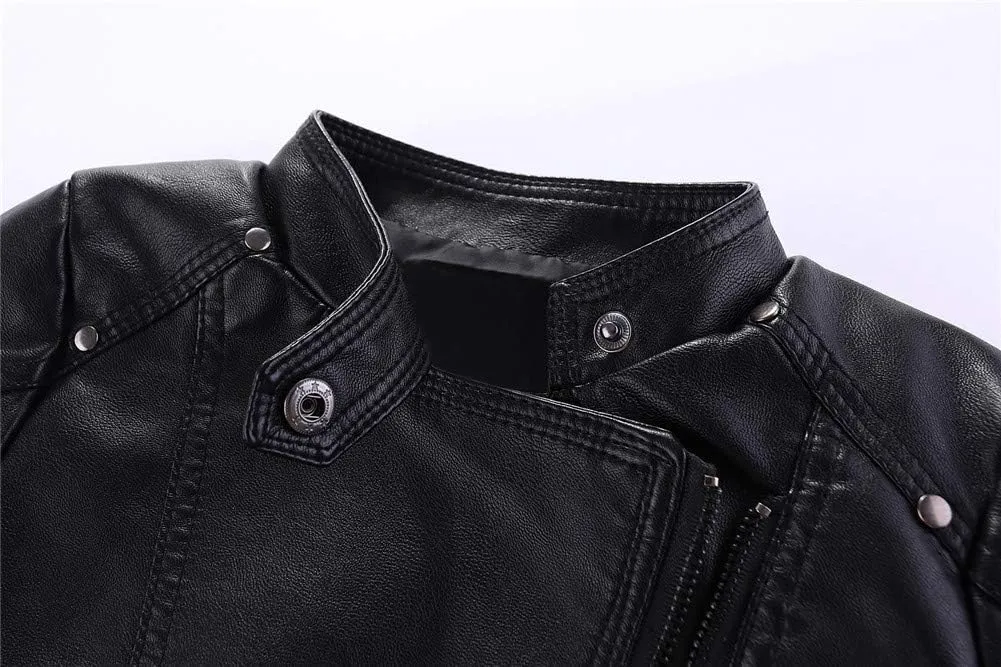 Mud Kingdom Little Boys Girls Motorcycle Jacket Collared Faux Leather