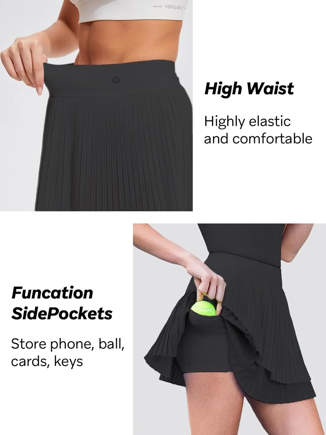 Mudere Pleated Tennis Skirts for Women Golf Athletic Activewear Skorts Summer Workout Running Skorts with Pockets