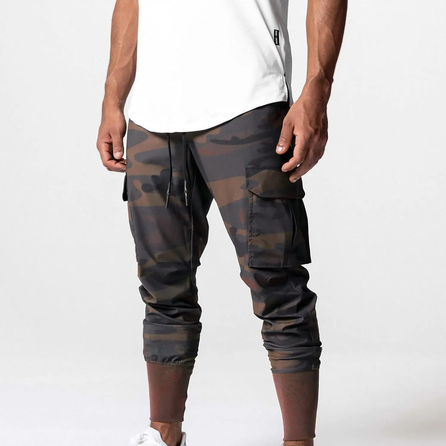Muscularfit Men's Pants Slim Fit Drawstring Solid Multi Pockets Cargo Pants for Men Fashion Outdoor Casual Jogger Sweatpants