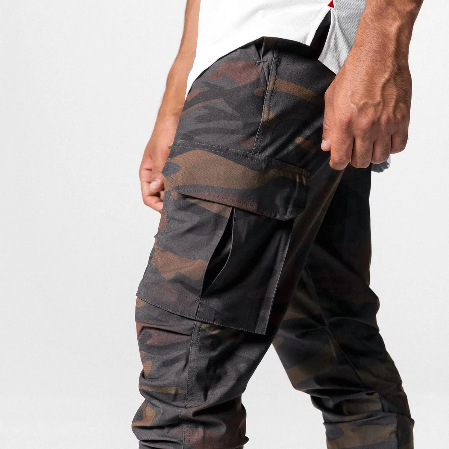 Muscularfit Men's Pants Slim Fit Drawstring Solid Multi Pockets Cargo Pants for Men Fashion Outdoor Casual Jogger Sweatpants