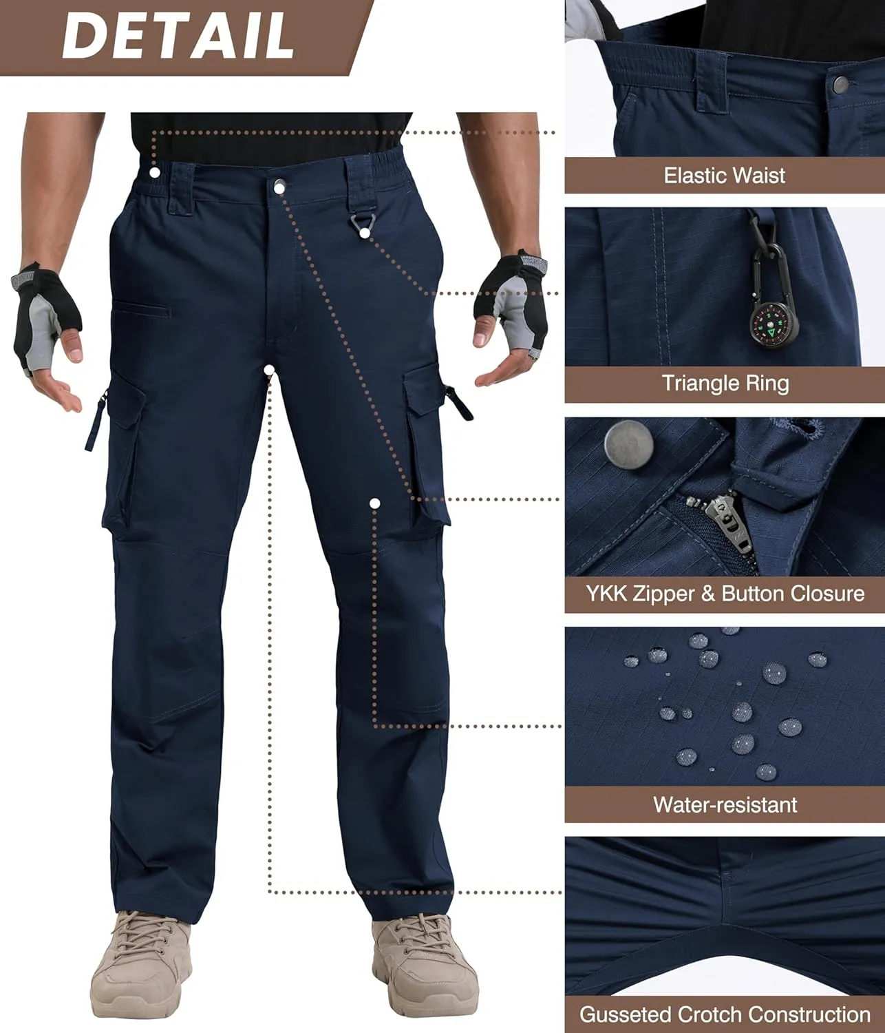 NATUVENIX Ripstop Men's Tactical PantsStretch Cargo Work Pants for Men Water Resistant Hiking Military Pants Relaxed Fit