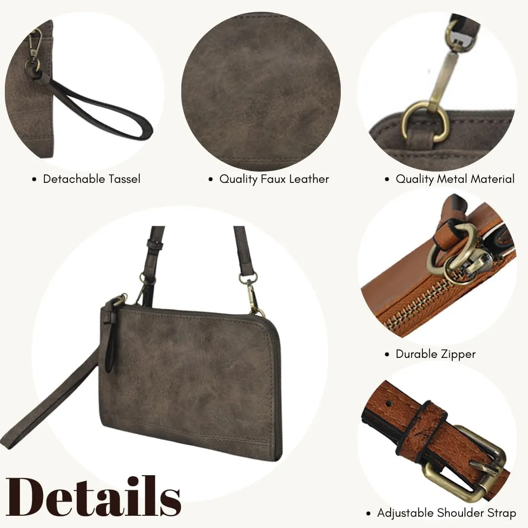 NGIL Faux Leather Crossbody Bag Wristlet Clutch, Shoulder Bag for Women, Wristlet Clutch Purse, Crossbody Bag for Women