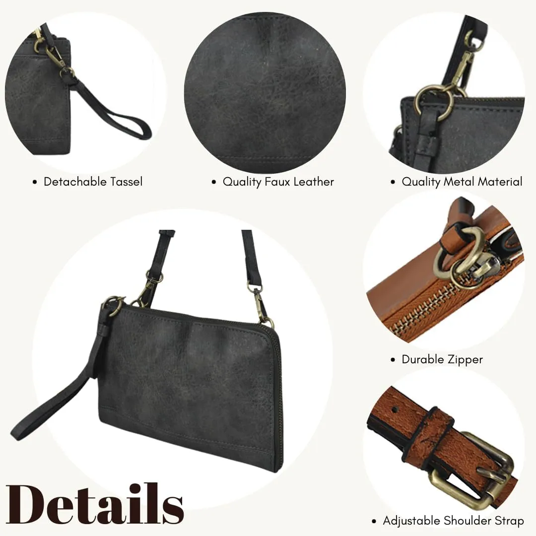 NGIL Faux Leather Crossbody Bag Wristlet Clutch, Shoulder Bag for Women, Wristlet Clutch Purse, Crossbody Bag for Women