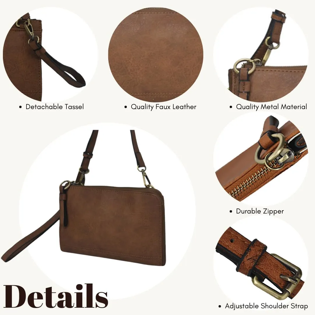 NGIL Faux Leather Crossbody Bag Wristlet Clutch, Shoulder Bag for Women, Wristlet Clutch Purse, Crossbody Bag for Women