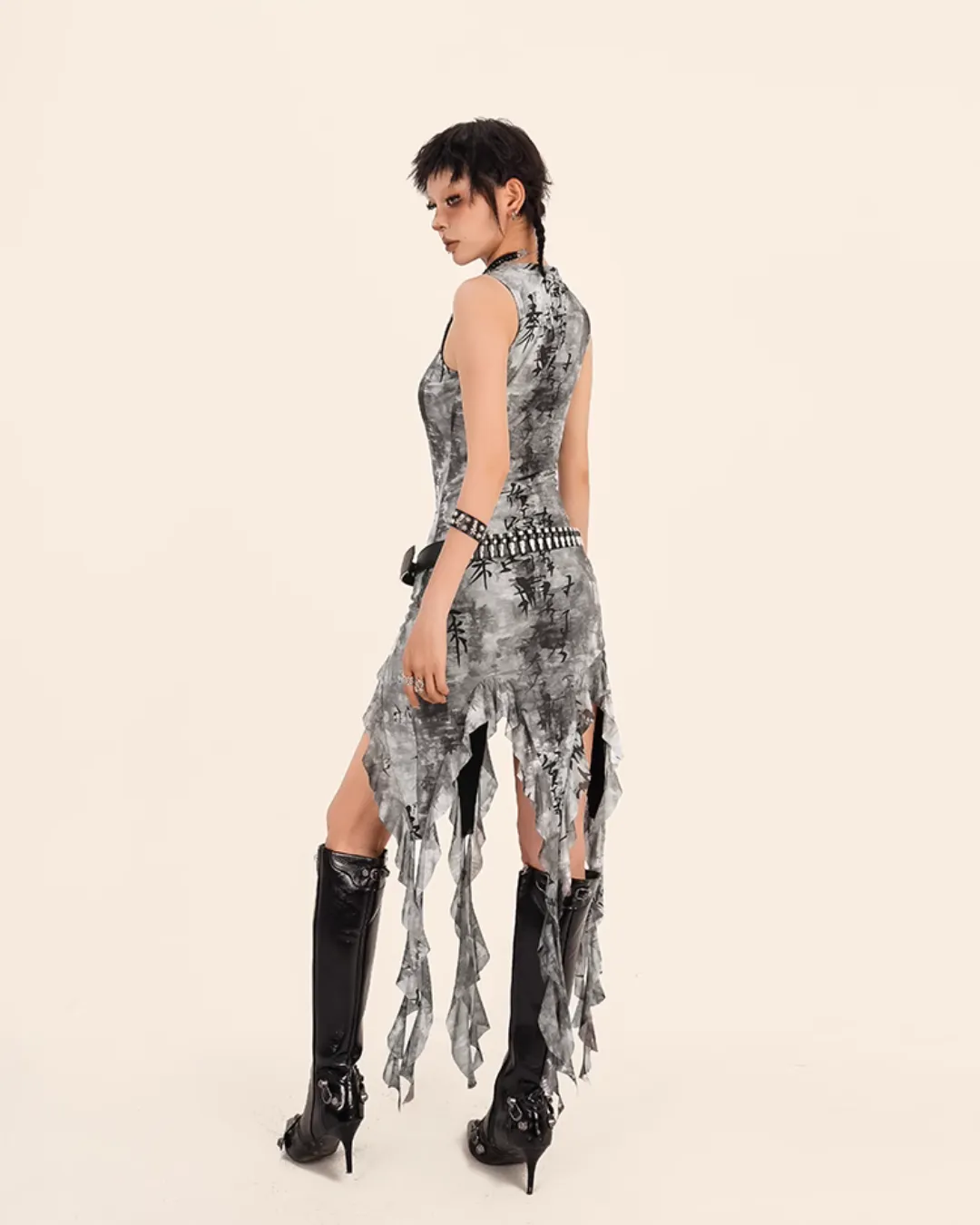 Nico Molly Post-Apocalyptic High-Low Dress - Brown/Grey (Women's)