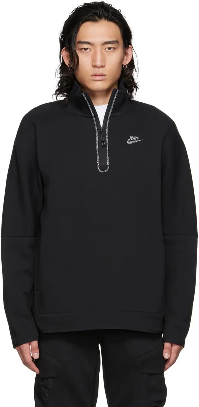 Nike Men's Solid Black Sportswear Half-Zip Sweatshirt Activewear (as1, alpha, 2x, regular, regular, XXL)