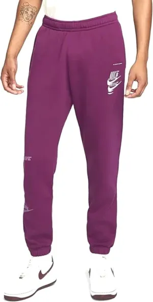 Nike Men's Sportswear Sport Essentials Fleece Pants, DM6871-610 (as1, Alpha, 2X, Regular, Regular, Sangria/Vivid Green, XX-Large, Regular)