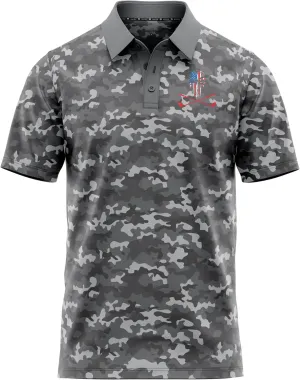 Patriotic USA Golf Polo Shirt  Mens Performance Short Sleeve Moisture Quick Dry Fit Athletic Veteran UPF Stretch Casual Fun