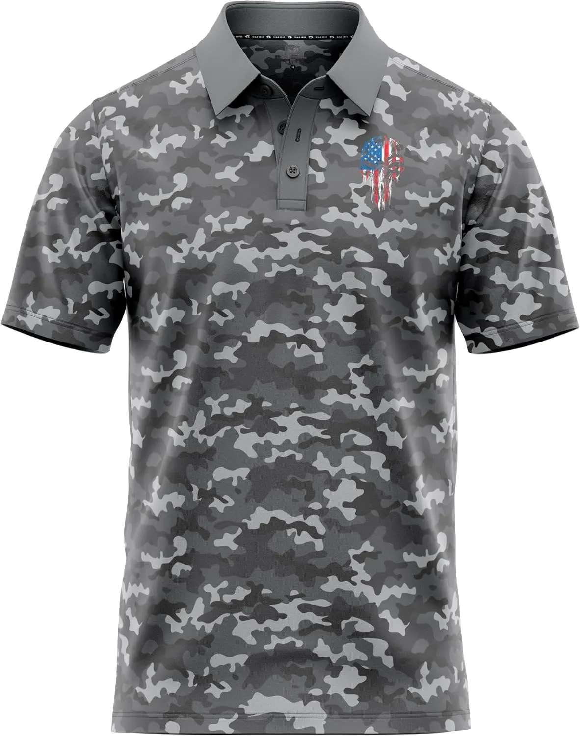 Patriotic USA Golf Polo Shirt  Mens Performance Short Sleeve Moisture Quick Dry Fit Athletic Veteran UPF Stretch Casual Fun