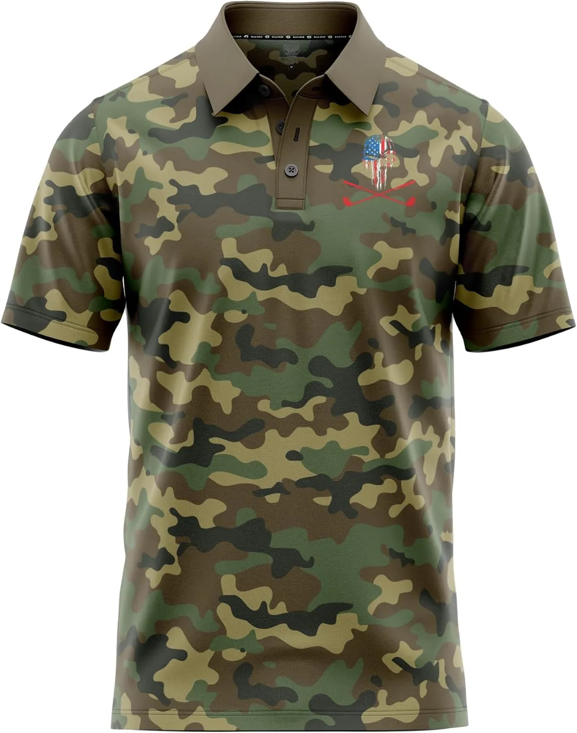 Patriotic USA Golf Polo Shirt  Mens Performance Short Sleeve Moisture Quick Dry Fit Athletic Veteran UPF Stretch Casual Fun
