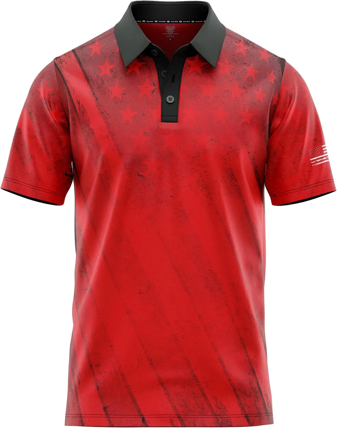 Patriotic USA Golf Polo Shirt  Mens Performance Short Sleeve Moisture Quick Dry Fit Athletic Veteran UPF Stretch Casual Fun