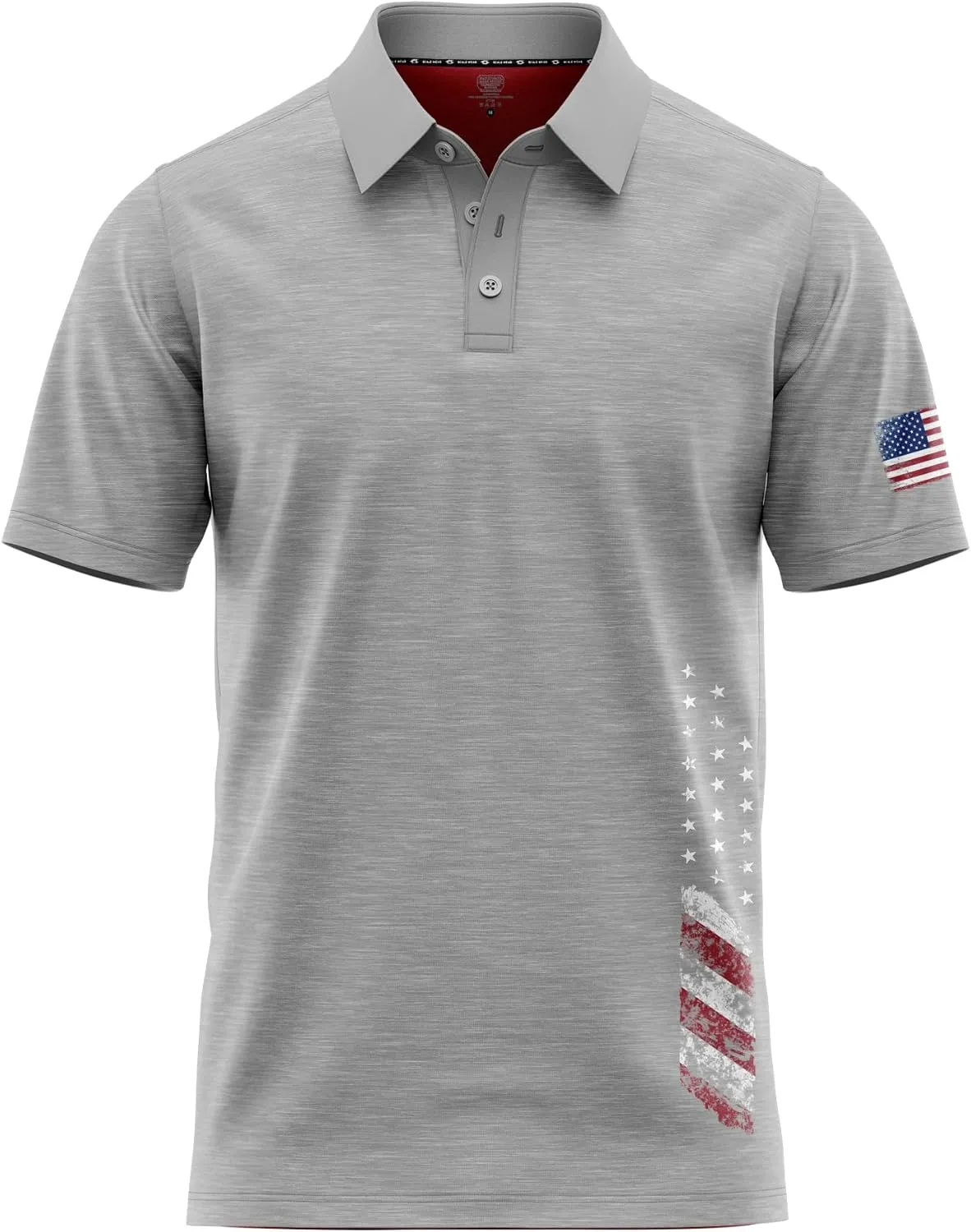 Patriotic USA Golf Polo Shirt  Mens Performance Short Sleeve Moisture Quick Dry Fit Athletic Veteran UPF Stretch Casual Fun