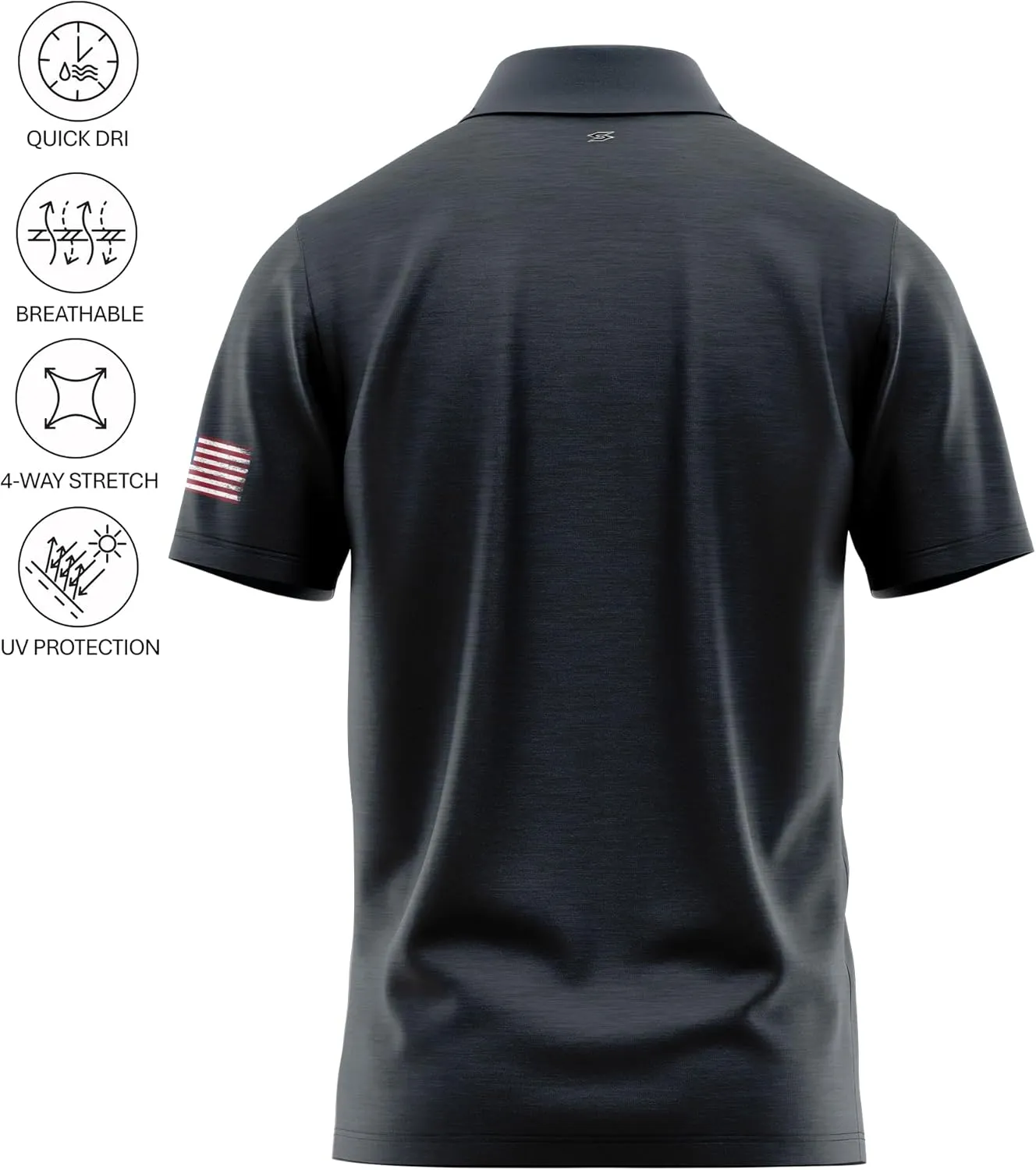 Patriotic USA Golf Polo Shirt  Mens Performance Short Sleeve Moisture Quick Dry Fit Athletic Veteran UPF Stretch Casual Fun