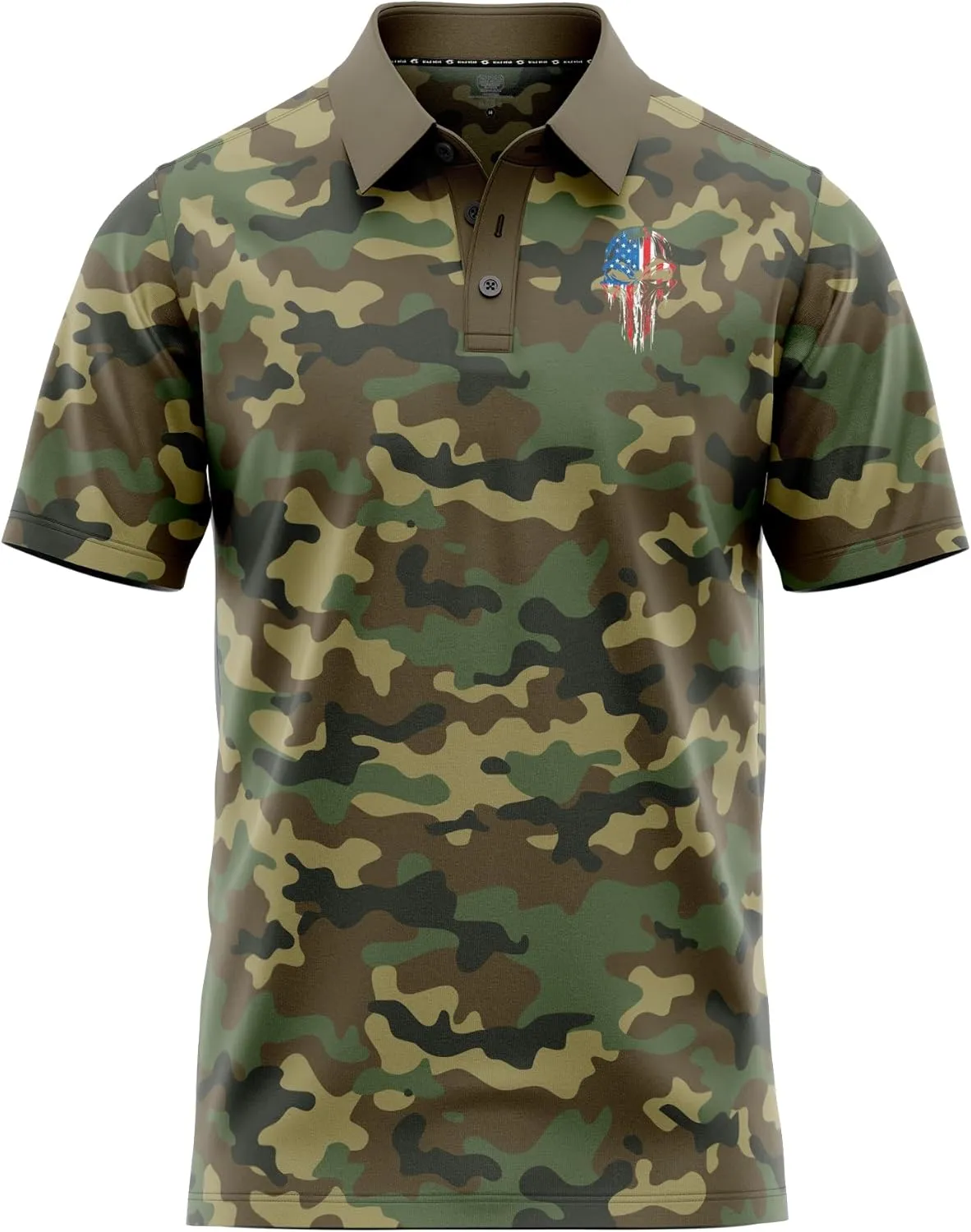 Patriotic USA Golf Polo Shirt  Mens Performance Short Sleeve Moisture Quick Dry Fit Athletic Veteran UPF Stretch Casual Fun