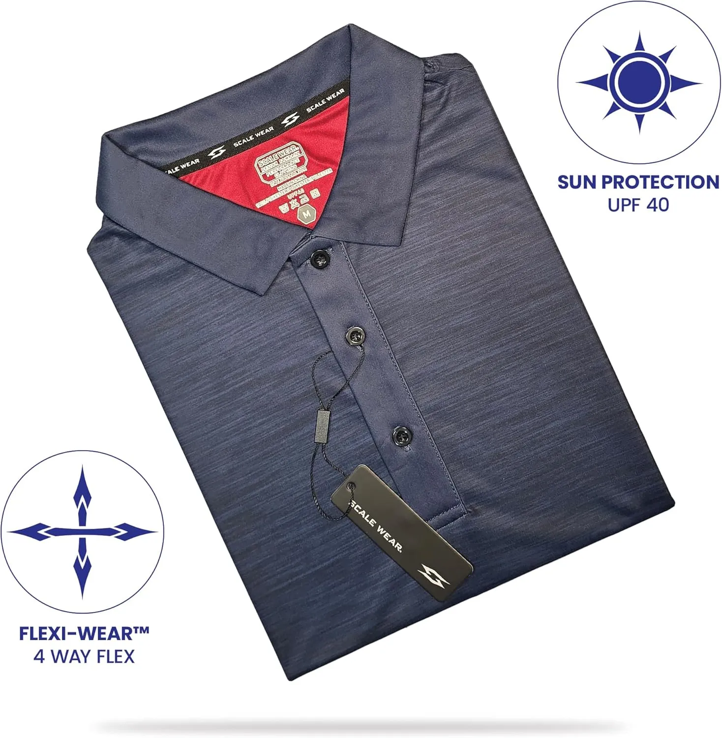 Patriotic USA Golf Polo Shirt  Mens Performance Short Sleeve Moisture Quick Dry Fit Athletic Veteran UPF Stretch Casual Fun