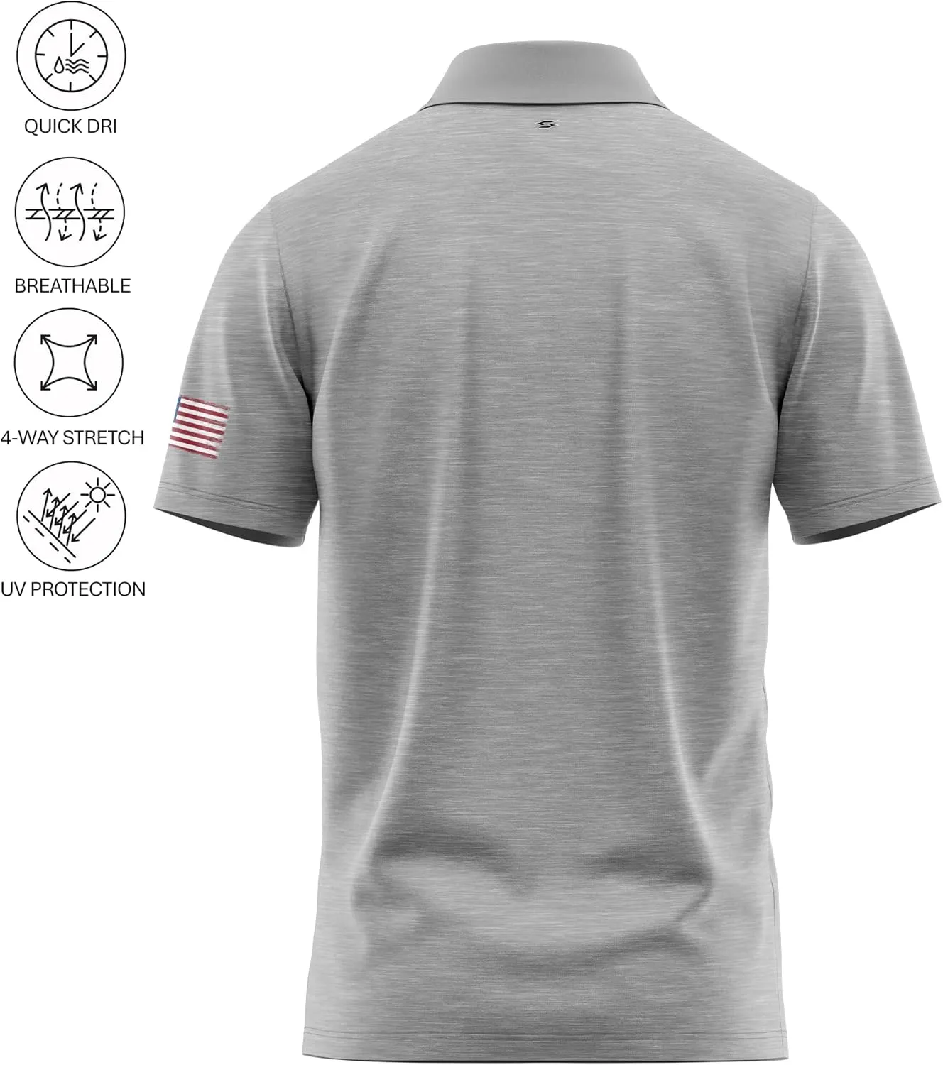 Patriotic USA Golf Polo Shirt  Mens Performance Short Sleeve Moisture Quick Dry Fit Athletic Veteran UPF Stretch Casual Fun