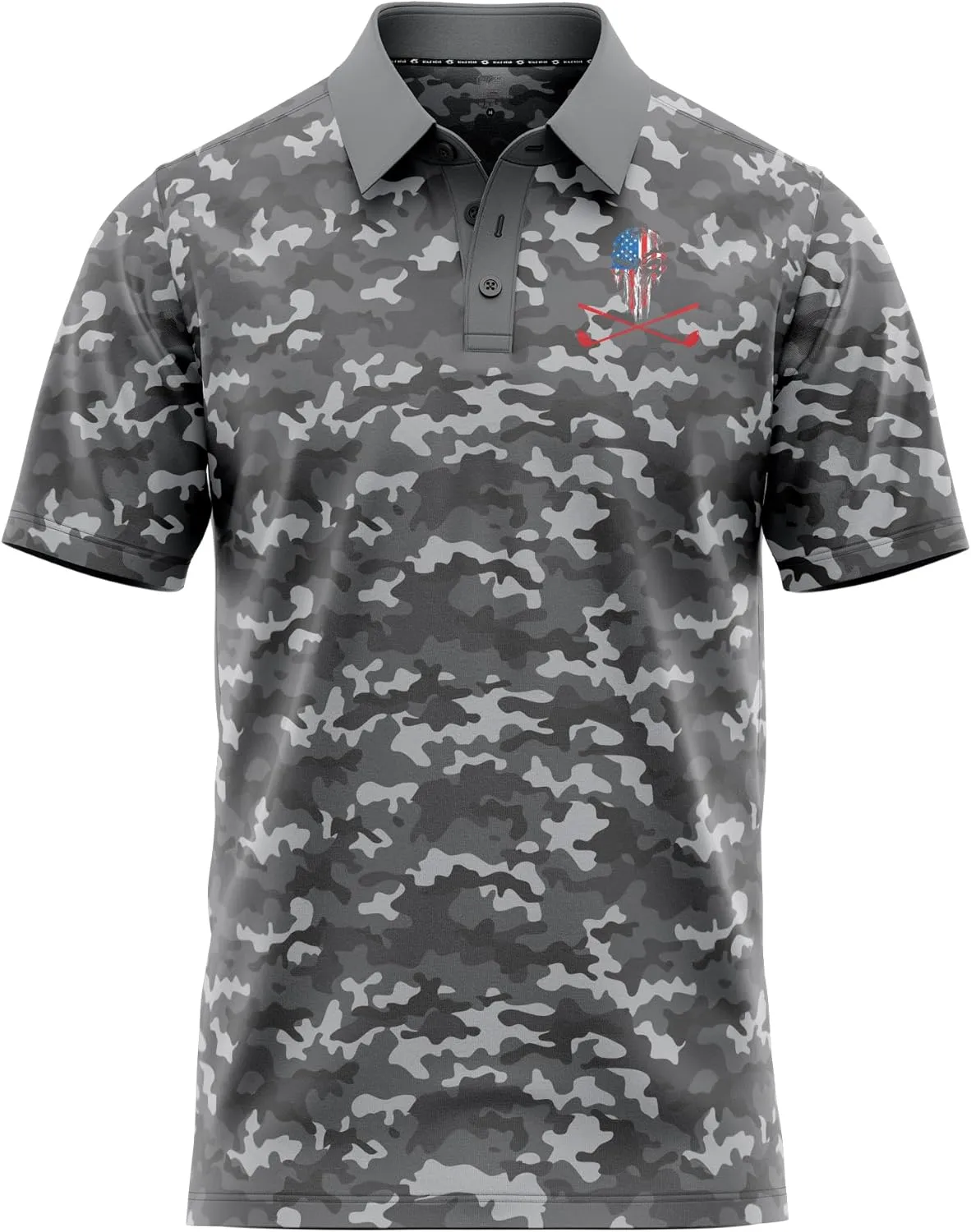 Patriotic USA Golf Polo Shirt  Mens Performance Short Sleeve Moisture Quick Dry Fit Athletic Veteran UPF Stretch Casual Fun