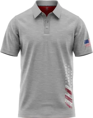 Patriotic USA Golf Polo Shirt  Mens Performance Short Sleeve Moisture Quick Dry Fit Athletic Veteran UPF Stretch Casual Fun
