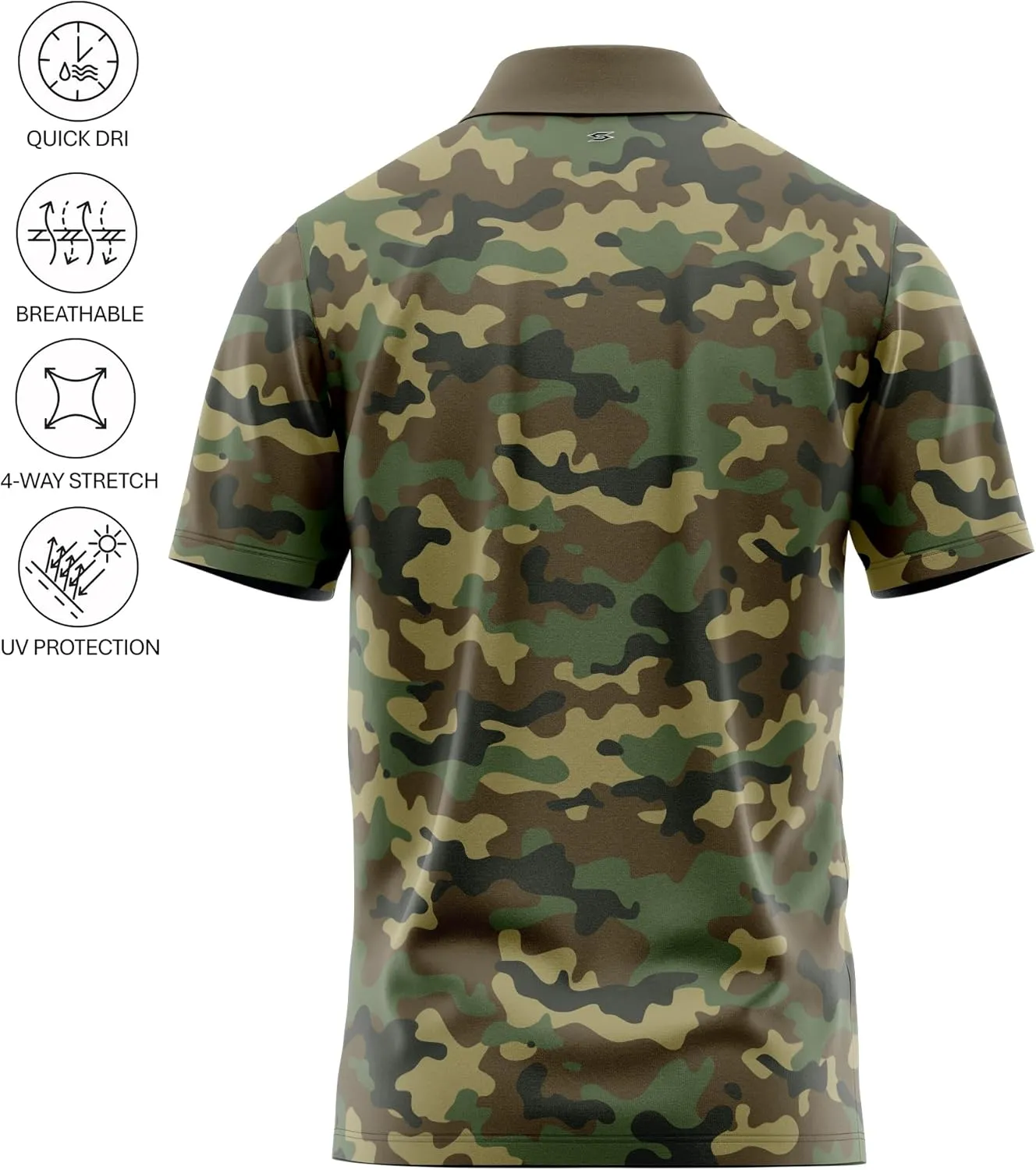 Patriotic USA Golf Polo Shirt  Mens Performance Short Sleeve Moisture Quick Dry Fit Athletic Veteran UPF Stretch Casual Fun