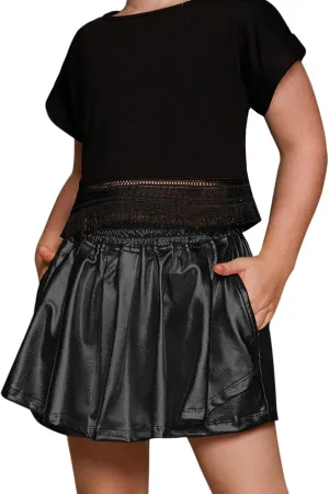 Perfashion Girls' Metallic Skorts Sparkly Shorts Shiny Dance Skirt with Pockets 4-13 Years